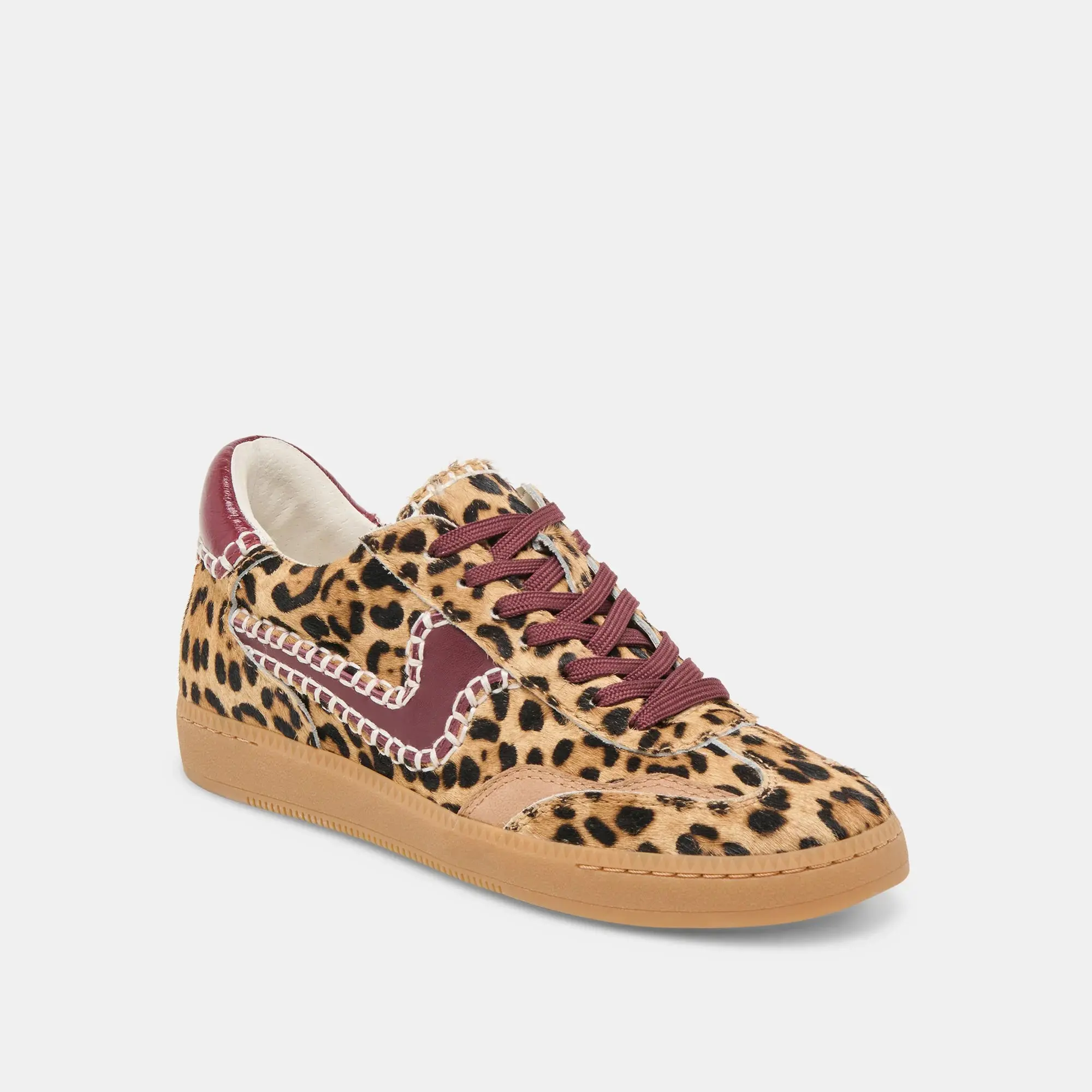 Notice Stitch Sneakers - Burgundy Leopard Calf Hair