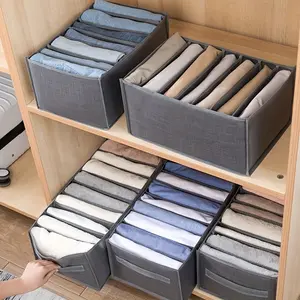 1pc 7 GridsClothes Organizer, Trousers Clothes Jeans Storage Box, Wardrobe Clothes Organizer, Underwear Bra Socks Artifact Compartment Box Storage bag