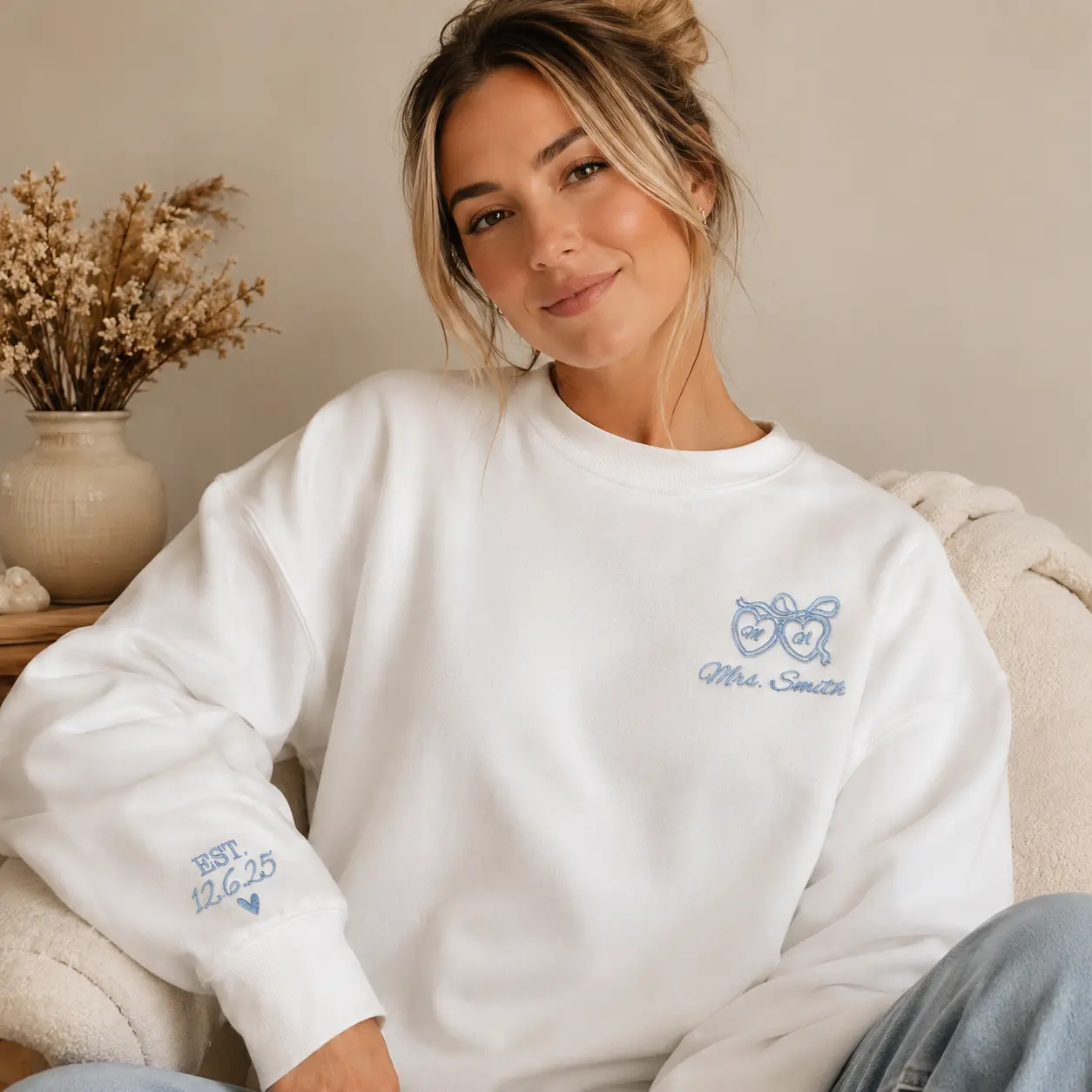 Personalized Bride Embroidered Sweatshirt, Custom Future Mrs. Crewneck with Last Name & Date, Engagement Gift for Bride