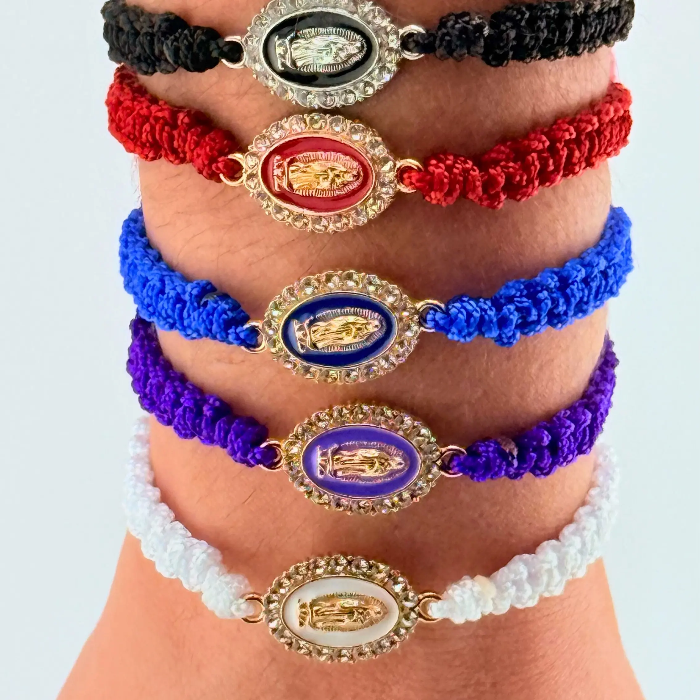 Virgin Mary Bracelet - Adjustable Macrame Various Colors Handcrafted Bracelet in Multiple Color Options