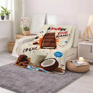 Chocolate Bar and Coconut Print Blanket  Cozy Home Decor for Living Room and Bedroom  Perfect Gift for Chocolate Lovers and Coconut Enthusiasts  Ideal for Valentine's Day  Christmas  Easter  and Birthday Celebrations  Soft Plush Throw for Adults and