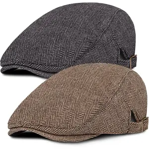 2 Pack Adjustable Newsboy Cap 23 Inch Retro Casual Beret Men's Duckbill Cap Beauty & Personal Care