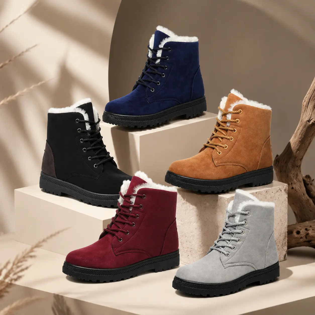 Trendy Lace Up Ankle Combat Boots | Chunky Lug Sole For Fall & Winter Outfits