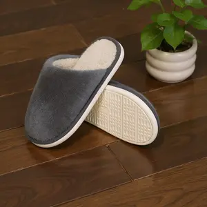 cotton slippers for women High quality autumn and winter new indoor anti slip warm simple solid color home plush White