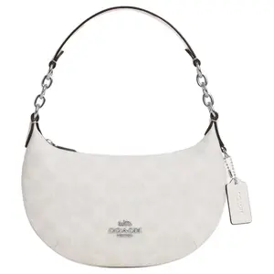 COACH Payton 21 Small Handbag for Women – Silver Hardware, Coated Canvas and Smooth Leather, White