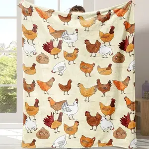 Chicken Pattern Blanket, Soft Warm Throw Blanket, Air-conditioned Room Blanket, Gentle Soft Blanket, Warm Nap Blanket for Home Office Travel Camping