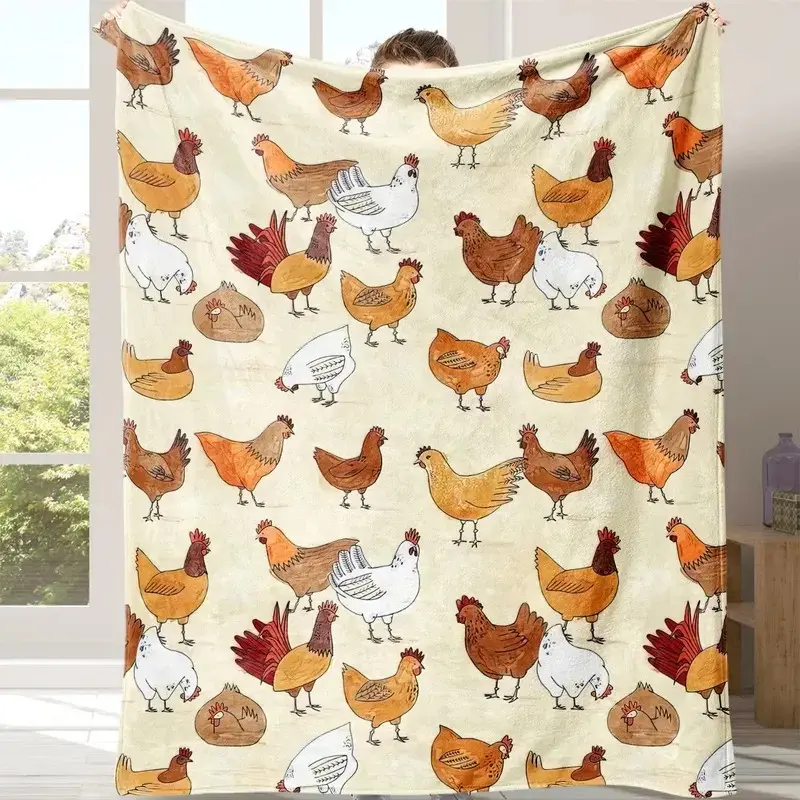 Chicken Pattern Blanket, Soft Warm Throw Blanket, Air-conditioned Room Blanket, Gentle Soft Blanket, Warm Nap Blanket for Home Office Travel Camping