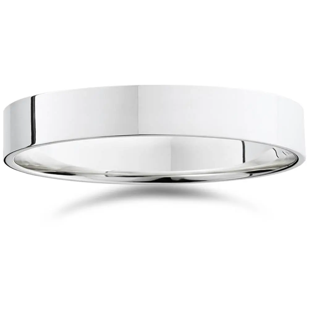 4mm Flat 950 Platinum Comfort Fit Wedding Band