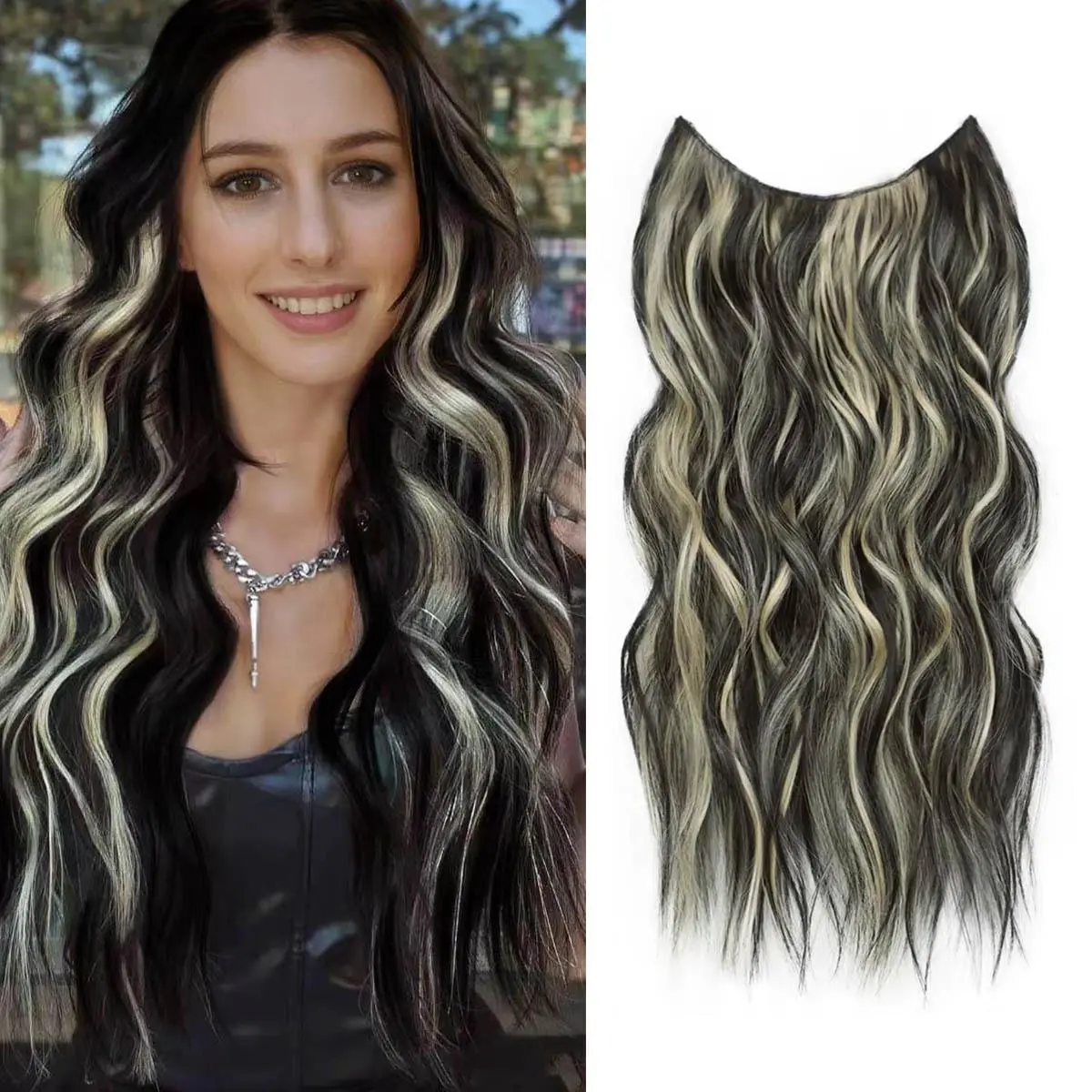 Black mix Blonde（One-Piece 5-Clip）