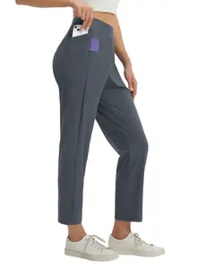 baleaf Womens 26" Business Casual Pants Lightweight UPF50+ Petite Stretch Work Dress Pants with Pockets 7/8 Ankle Golf Pants Pull On Travel Slacks Commute School