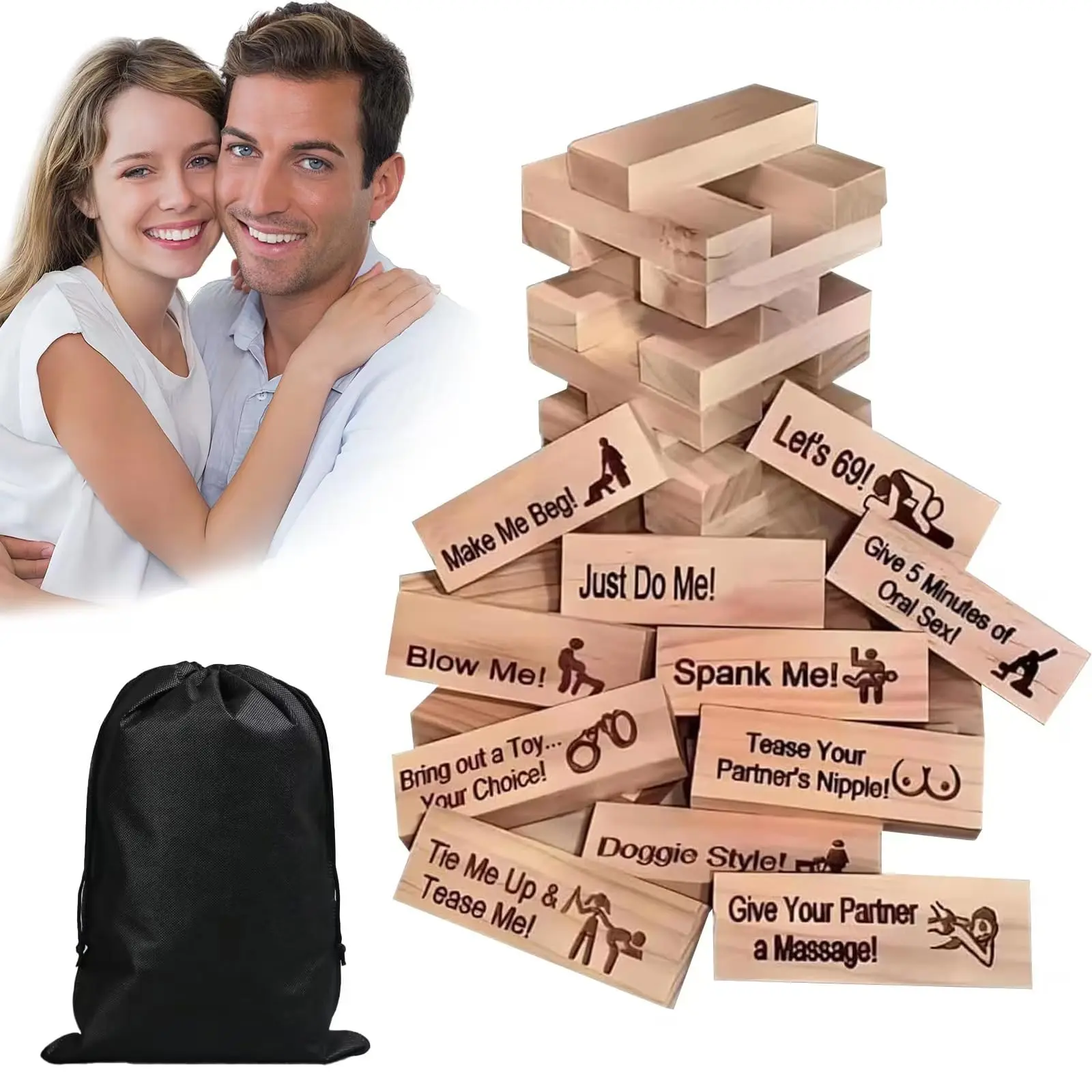 Adult Couples Game, Naughty Building Block Tower Game, Creative Valentine's Day Date Night, Indoor Entertainment for Lovers, Stacking Game, Wooden Block, Blocks Tower Game