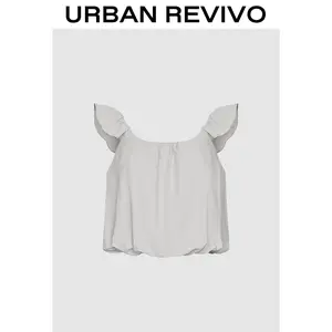 URBAN REVIVO Women's Minimalist Basic Overhead Blouse - Unique Wide Straps, Comfortable Casual Spring Everyday Shirt, Stylish Women's Clothes UYY250045
