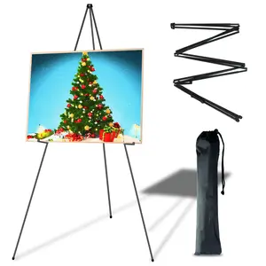 2 Pack 63" Adjustable Display Easel Stand for Display Wedding Sign & Poster,Adjustable Easels with Carry Bag for Display Poster Board Stand,Collapsable Portable Metal Painting Easel Tripod for Floor(White/Black 2PCS/1PCS)