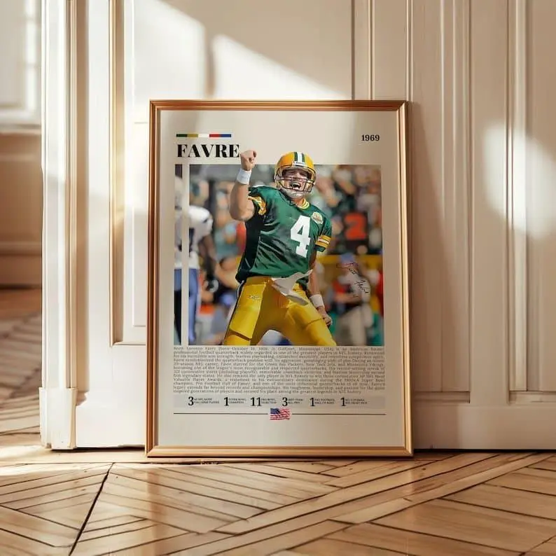 Brett Favre Paper Poster - Green Bay Packers Wall Art, Sports Home Decor, Gift for Football Enthusiasts, Artistic, Decoration