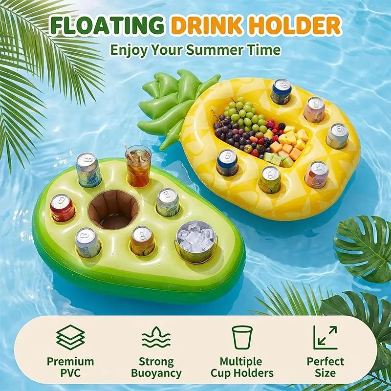 Inflatable Pool Drink Holder, Large Capacity Floating Drink Float, Hot Tub Pool Beach Party Accessory, Holds Drinks Phones Snacks