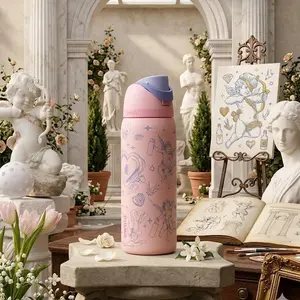 Owala Cute Angel Aesthetic Insulated Water Bottle Leak-Proof Stainless Steel Tumbler with Flip Straw Lid Drinkware Flasks