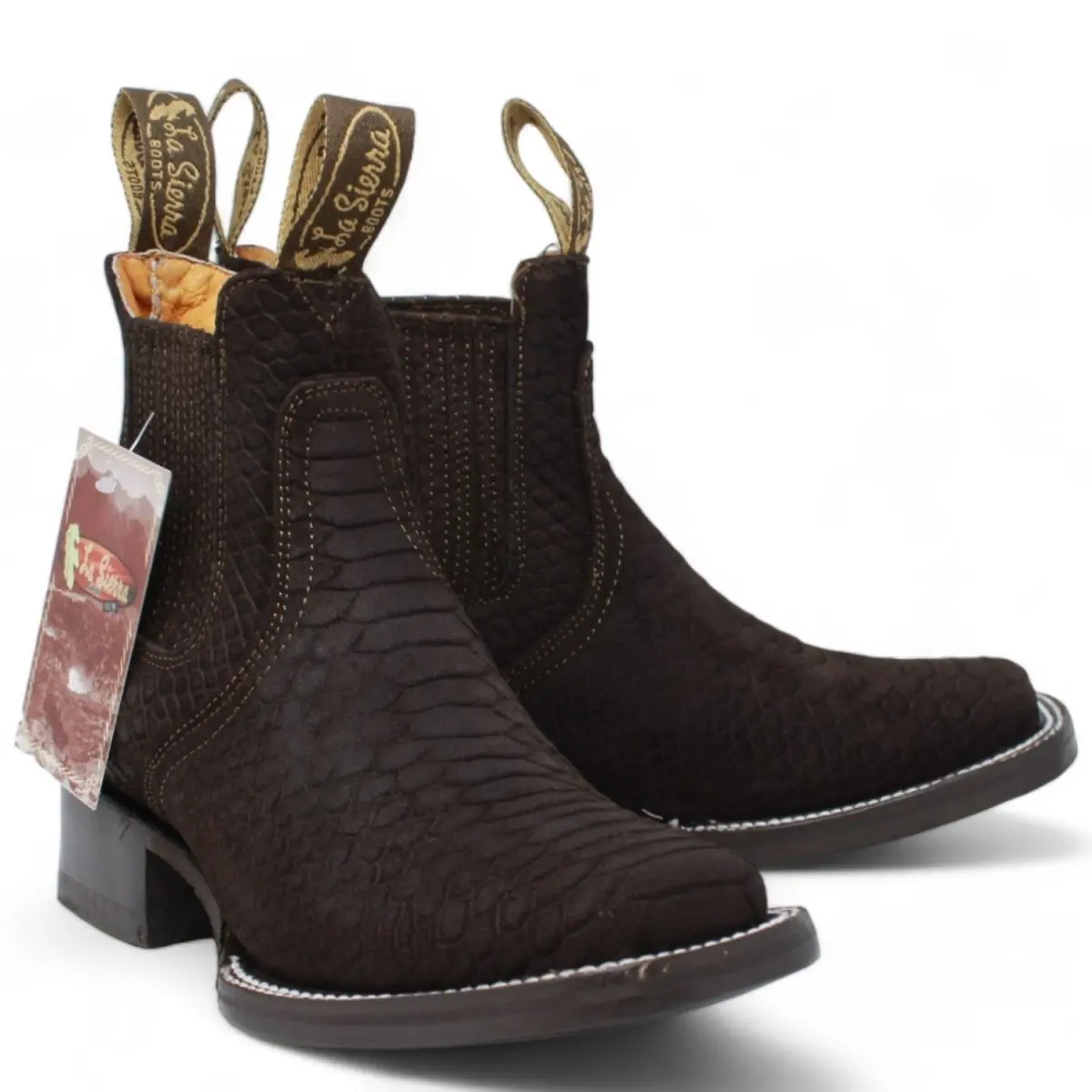 Women's Square Toe Python Textured Ankle Boot Women's Square Toe Python Textured Ankle Boot