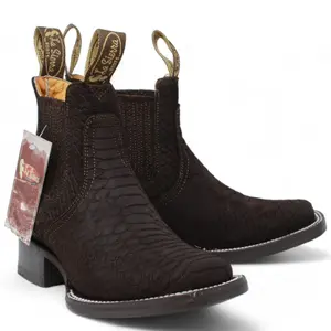 Women's Square Toe Python Textured Ankle Boot
