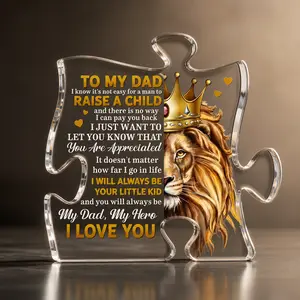 Father's Day Gift from Daughter Son, Dad Puzzle Shaped Acrylic Sign, Thank You Dad Keepsake, Grateful Gift for Dad Father-in-law Grandpa, Bonus Dad Stepdad Present, Gift for Father's Day Centerpieces