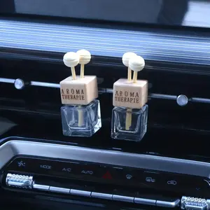 2pcs Car Vent Perfume Bottle Clips, Square Glass Shape, Empty Essential Oil Diffuser Bottles, No Battery Needed, Decorative