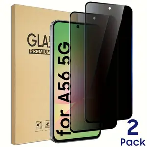 2-Pack Privacy Screen Protector Suitable for Samsung A56 5G Smartphone Full Coverage Screen Protector, Bubble-Free Tempered Glass Film for A36 5G - Compatible with Fingerprint Recognition