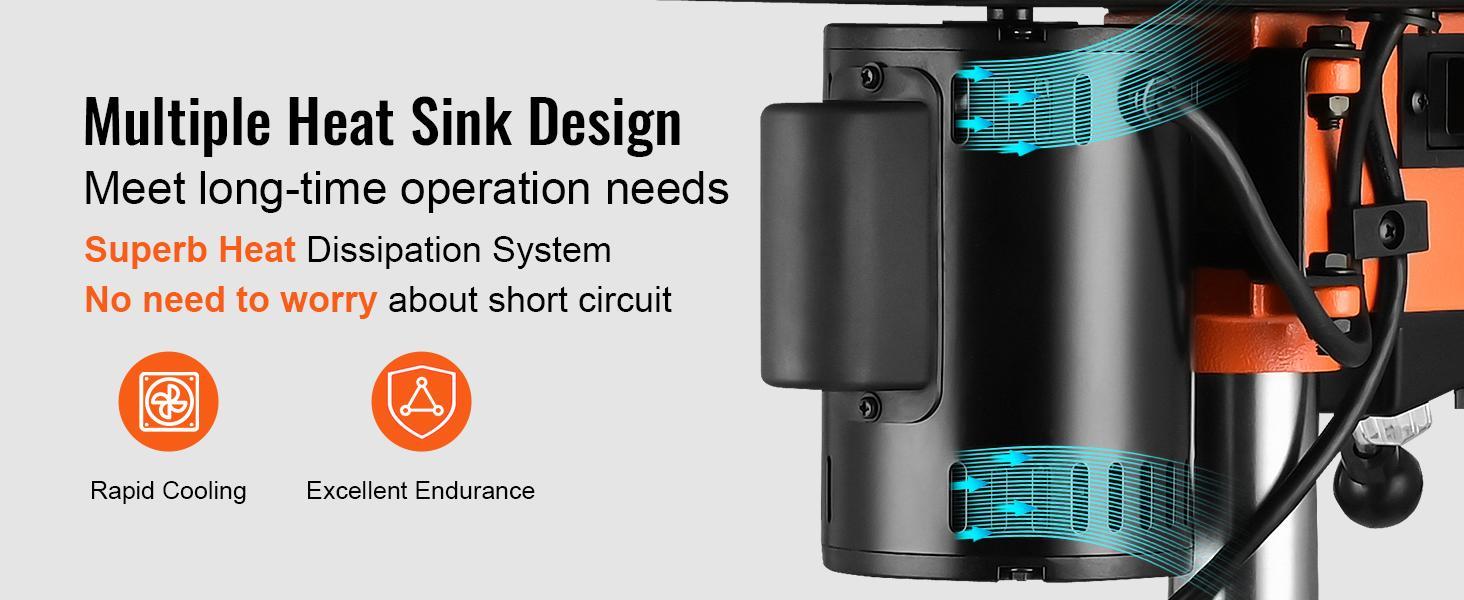 VEVOR 10'' 5-Speed Benchtop Drill Press Cast Iron Drill Press 3.2A 610-2800RPM