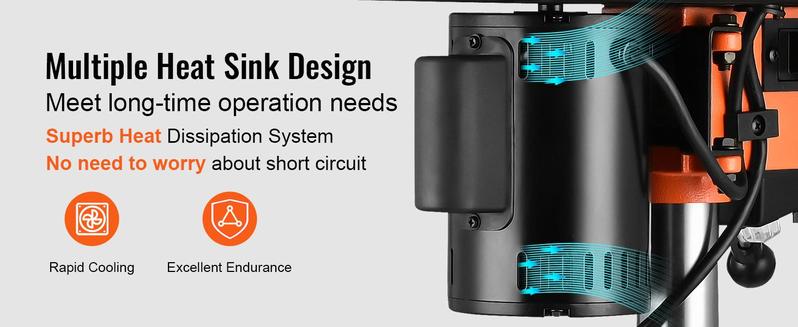 VEVOR 10'' 5-Speed Benchtop Drill Press Cast Iron Drill Press 3.2A 610-2800RPM