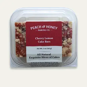 Delicious Cherry Lemon Cake Bars by Peach & Honey Baking Co. - Soft-Baked Dessert Bars - Tart Cherries with Lemon Almond Cake Base, Almond Streusel Topping, Bright Flavor, Balanced Sweetness