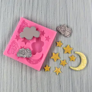 Star Night Sky Silicone Mold, Moon Star Cloud Design, Ideal for Handmade Scented Candles, Resin Crafts, Jewelry Casting, Soap, Clay, Gypsum