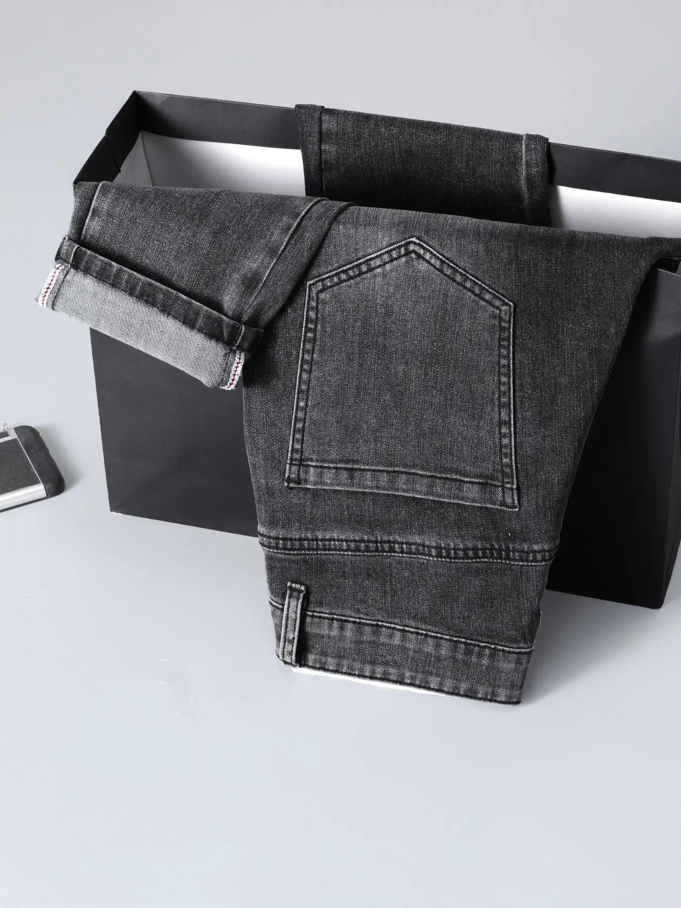 Men's Luxury European Style Jeans Pocket Streetwear 2026 Spring Summer Washed Micro-Elastic Stretch Jean Casual Comfort Long Pants Classic Denim Jeans Bottoms