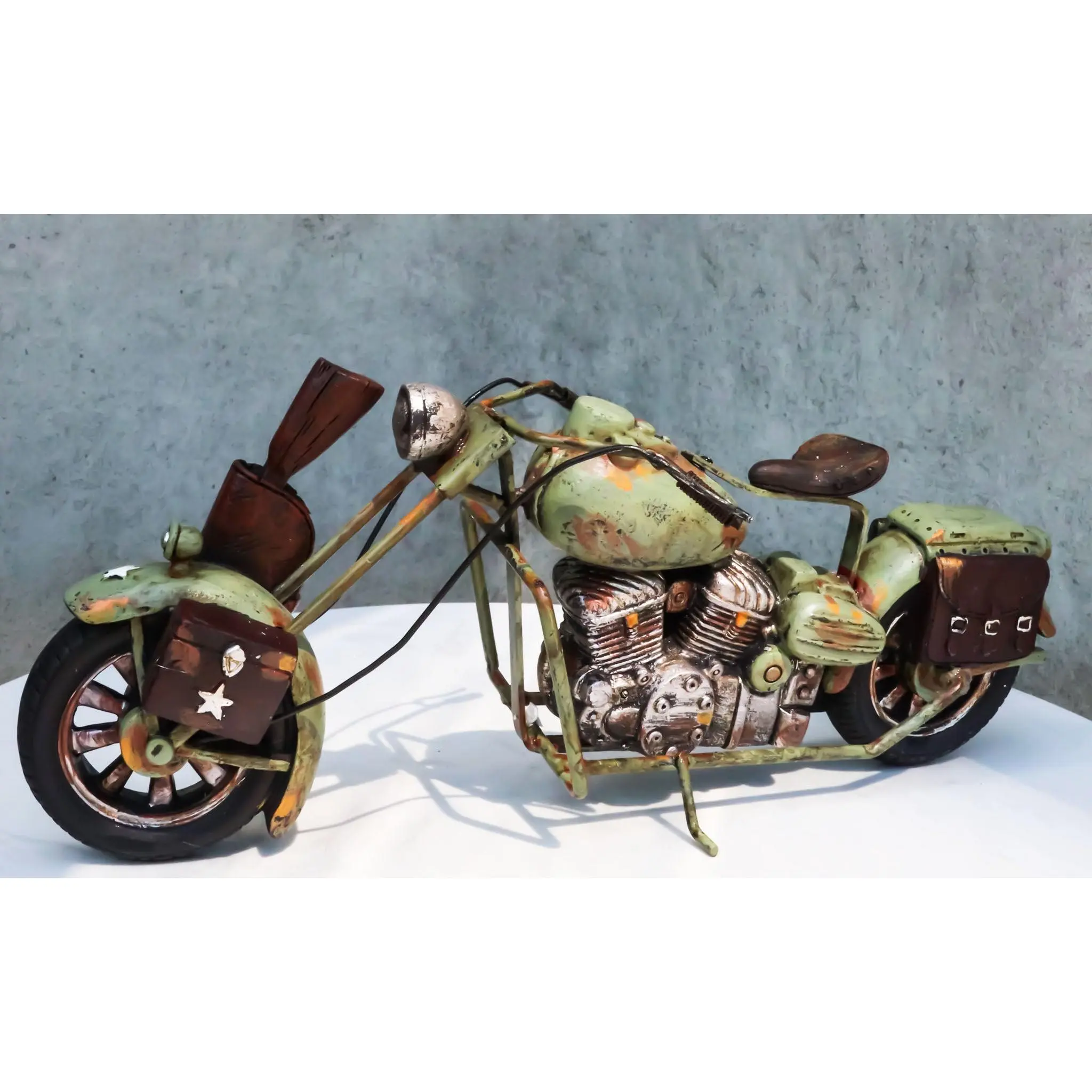 American Military US Army Classic Retro Camo Chopper Bike Motorcycle Figurine