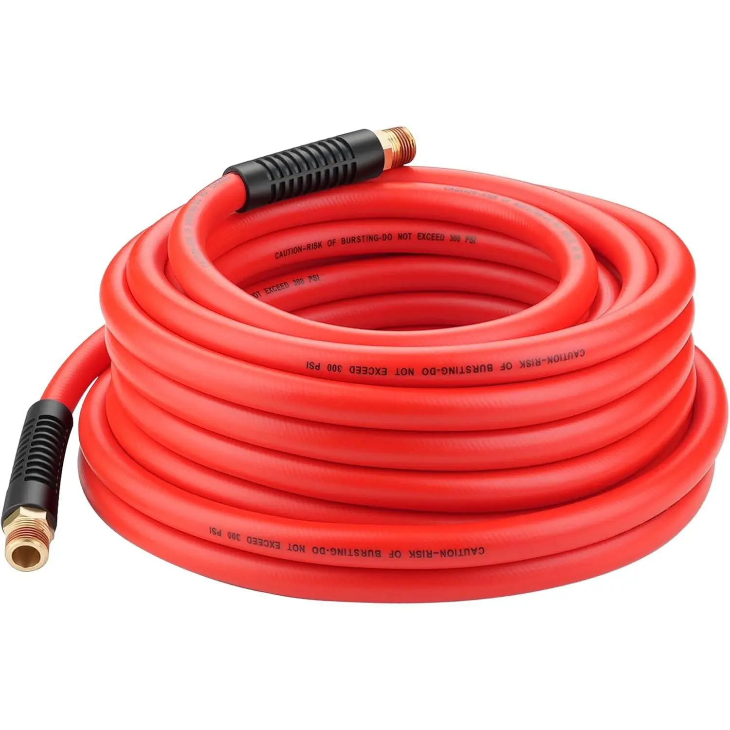 1/2 Inch x 50ft. Hybrid Air Compressor Hose with 1/2 in. MNPT Ends and Bend Restrictors