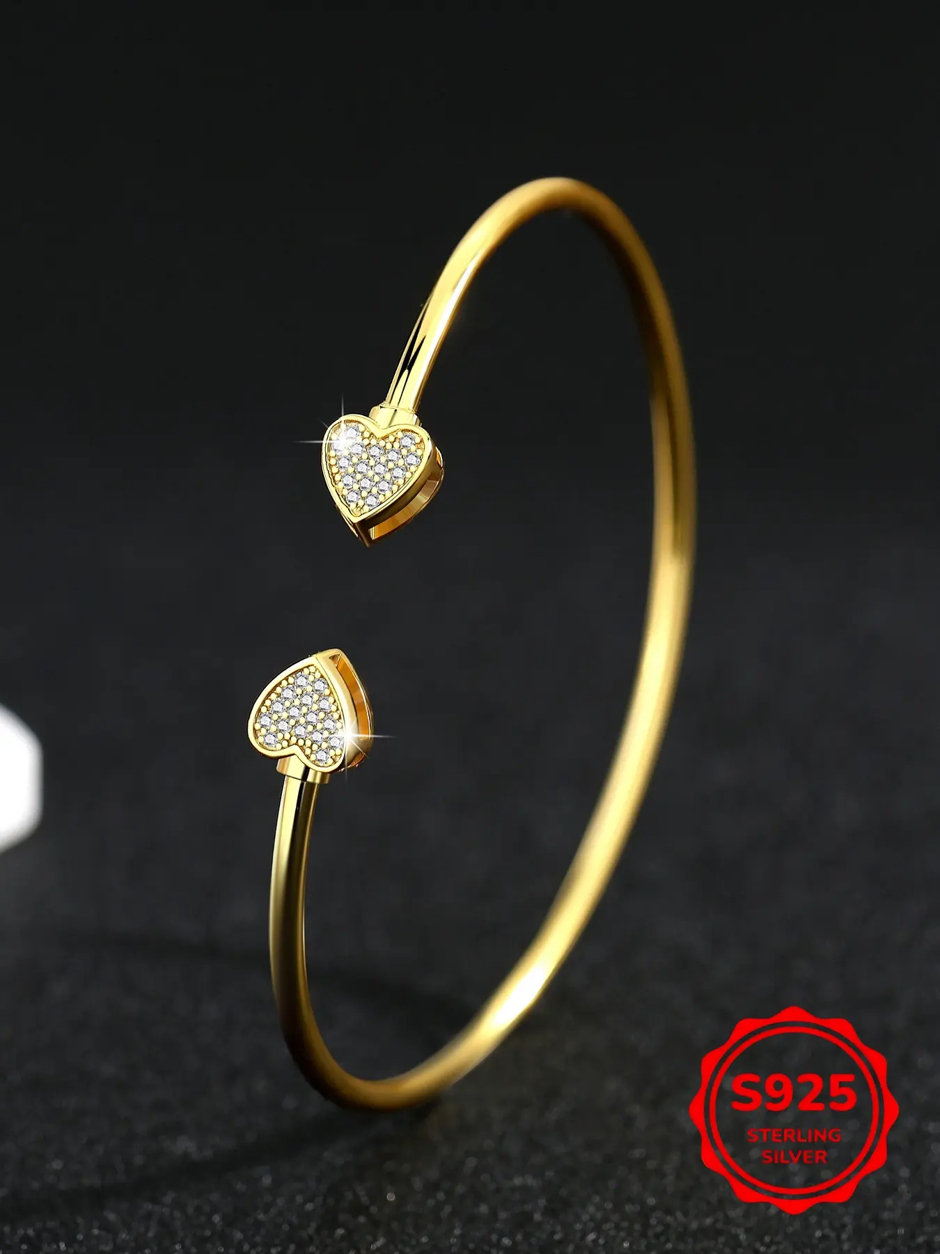 Elegant S925 Silver Heart Adjustable Bracelets for Women, Adjustable Open Bangle with Artificial Zircon Inlay, Perfect Gift for Girlfriend Mom Grandma, Adjustable Link Bracelet, Exquisite Jewelry Bracelet, High Quality Bracelet