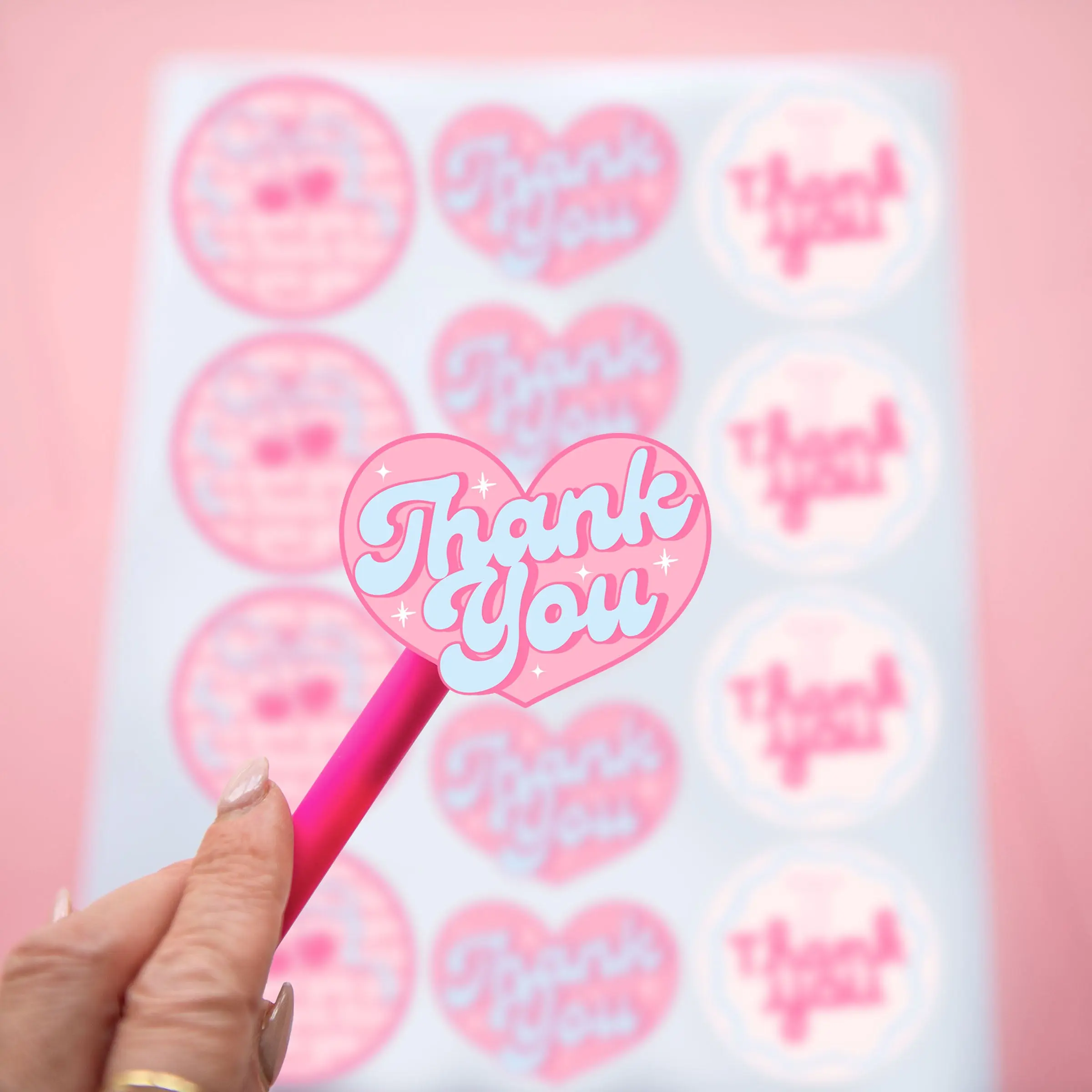 Bows & Checks Thank You Stickers | 2" Matte | 48pk