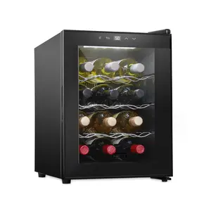 Schmécké 12 Bottle Red And White Wine Thermoelectric Wine Cooler/Chiller Counter Top Wine Cellar with Digital Temperature Display, Freestanding Refrigerator Smoked Glass Door Quiet Operation Fridge