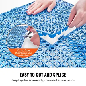 Father's Day Gift VEVOR Interlocking Tile 55PCS Blue, Drainage Tiles 12" x 12" Splicing, PVC Interlocking Drainage Floor Tiles, Non-Slip Drainage Holes for Restroom, Bathroom, Kitchen, Pool, Wet Areas, Blue