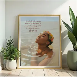 "Like a Spring of Water" Modern Scripture Wall Art Isaiah 58:11 Inspirational Christian Decor African American Aesthetic 10.3 mil Paper 189 g/m² Faith-Based Print for Prayer Rooms and Living Spaces