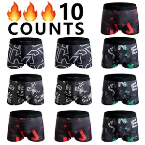 Men's 10-Pack Random Color Letter Print Drawstring Boxer Briefs High-Elastic Silky Fabric for Perfect Fit & Extreme Comfort Casual Style Underwear Customized Menswear cotton Street Stylish boxers underwear men's boxers boxers