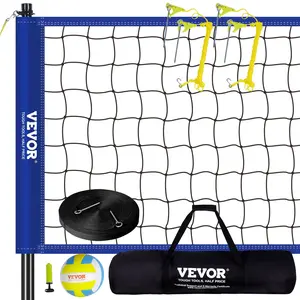 VEVOR Outdoor Portable Volleyball Net System, Adjustable Height Steel Poles, Professional Volleyball Set with PVC Volleyball, Pump, Carrying Bag, Heavy Duty Volleyball Net for Backyard, Beach, Lawn