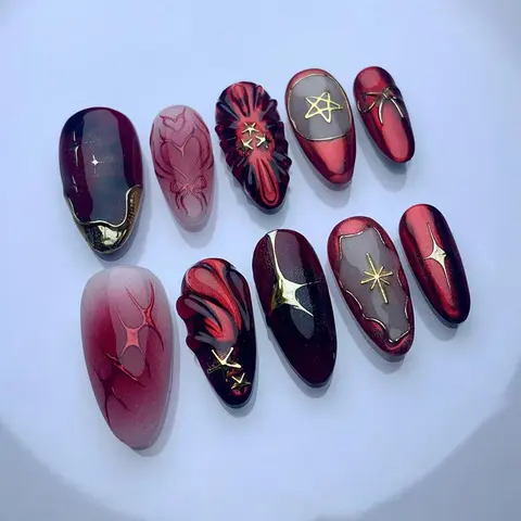 Glamorous Press-On Nails, 24-Piece Set, European-Inspired Design, Easy Application, Long-Lasting Wear, Perfect for Daily Use & Parties, Glossy False Nails, Fake Nails, Handmade Nails