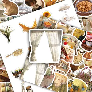 50 Sheets of Leisurely Afternoon Cozy Ambiance Creative DIY Decorative Stickers for Scrapbook, Water Bottle, Fridge, and Tablet