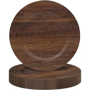 Round Charger Plates Set of 12, 13 Inch Brown Charger for Dinner Plates, Farmhouse Faux  Plate Chargers, Rustic Table Chargers for Weddings, Party