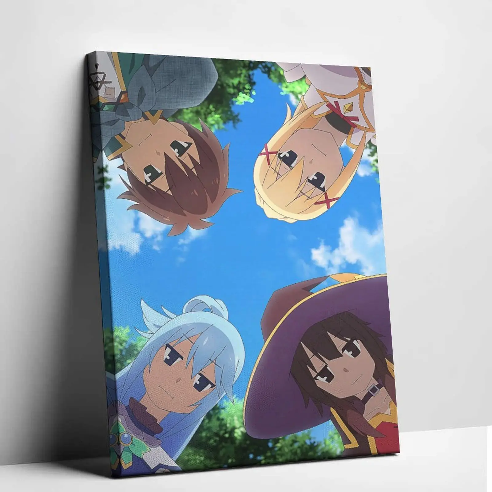 KonoSuba Anime Canvas Prints - Character Art, Cute Cartoon Print, Graphic Artwork, Cool Room Decor for Otaku Gaming Room & Bedroom with Aqua & Megumin Designs, Picture Image Prints