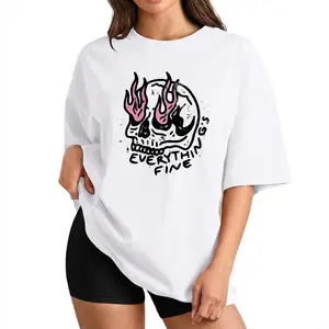 Women's Skull Graphic T-Shirt - Boho Vintage, Rebel Rock n Roll Grunge Edgy, Hippie Outfit Top