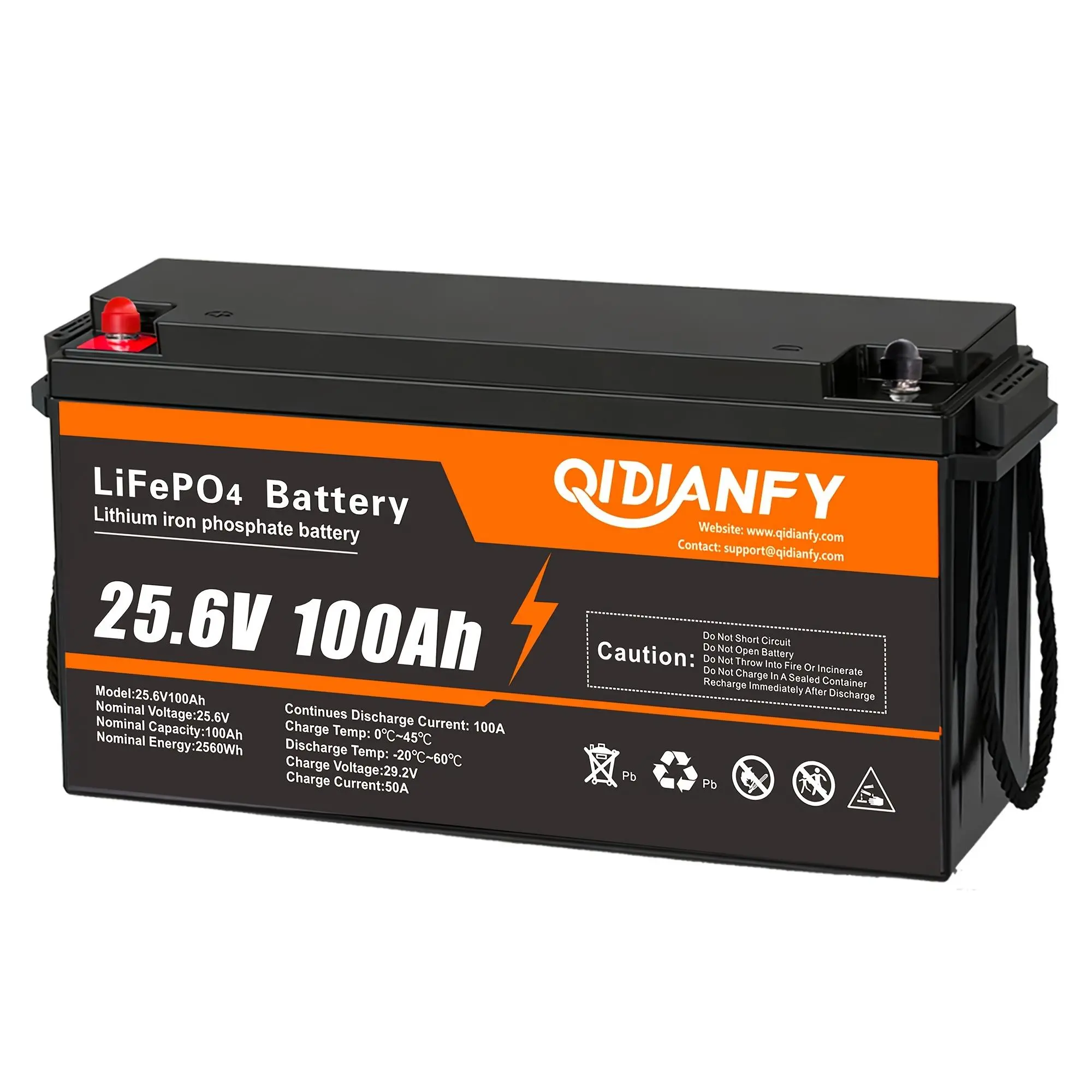 1/2pcs 24V 100Ah LiFePO4 Lithium Battery, Low-Temp Cutoff Protection, Built-in 100A BMS, 10000+ Deep Cycles for Trolling Motors, RVs, Marine, Off-Grid, Home Energy