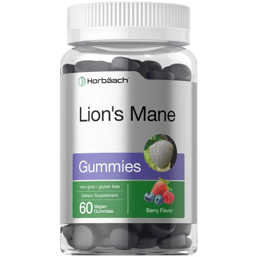Horbäach Lion's Mane Supplement | 60 Vegan Gummies for Adults | Non-GMO and Gluten Free