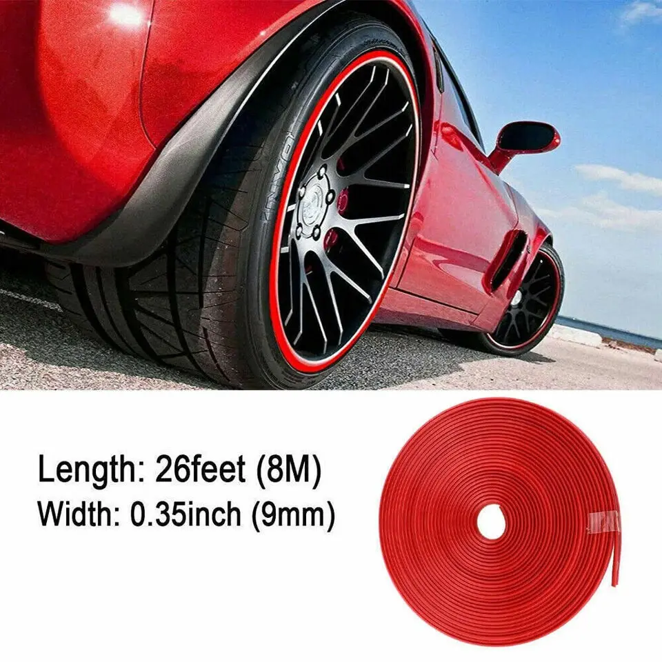 26FT Car Wheel Hub Rim Trim Tire Ring Guard Rubber Strip Protector ...
