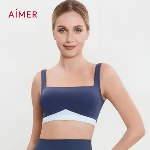 AIMER Color Block Wide Neck Sports Bra Soft Wraparound Support Seamless Stretch Fabric Stays in Place During Movement and Daily Wear Fashion Forward Design for Active and Street Style Everyday Womenswear Fitness Training Clothes TikTokShopHolidayHaul
