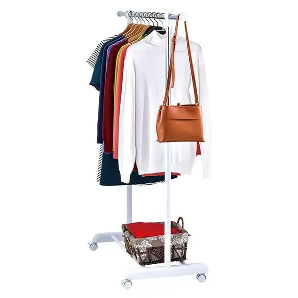 Adjustable Metal Rolling Garment Rack, Chrome & White, Portable Clothes Rack