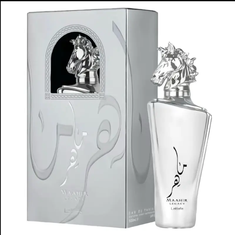 LATTAFA Maahir Legacy Luxury Eau de Parfum Spray - 3.4 oz, Oud Oil Infused, Floral-Sweet Scent, Long-Lasting, Enhances Perfume Experience, Unisex Fragrance